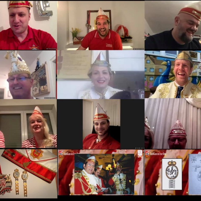 Zoom Sitzung Die Mitglieder der Ehrengarde treffen sich zum Zoom-Meeting