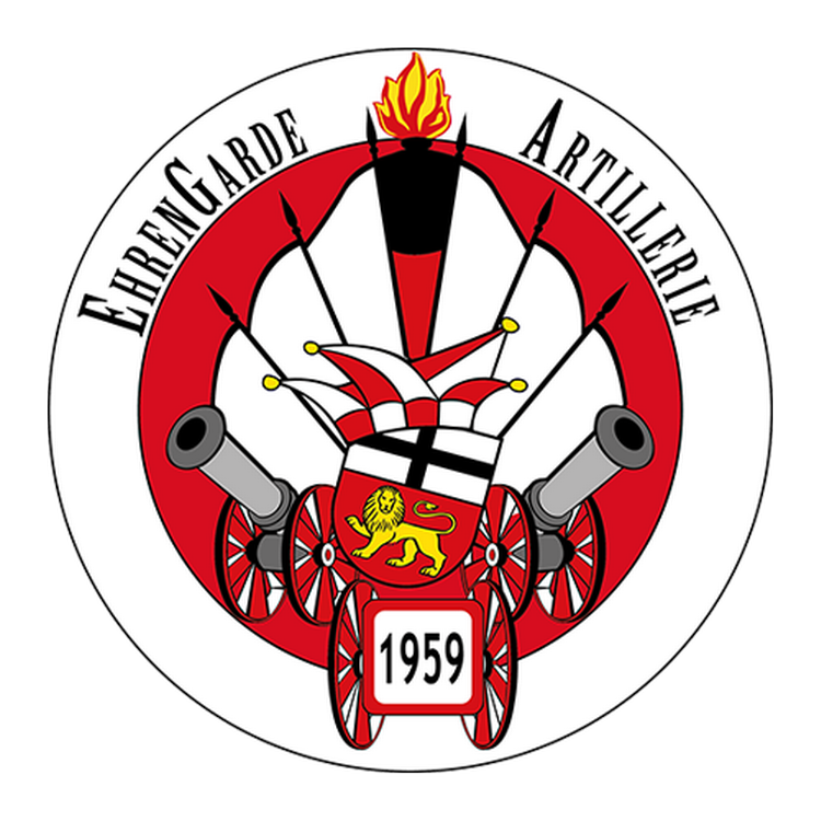Das Logo der Artellierie Das Logo der Artillerie zeigt 3 Kanonen im Rauch mit speeren auf einem Roten Kreis mit weißer umrandung